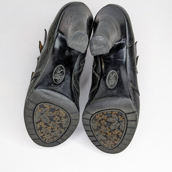 Sofft Shoes Platform Buckle Ankle Booties Womens 6.5 Black Leather Moto Boot - Picture 6 of 7